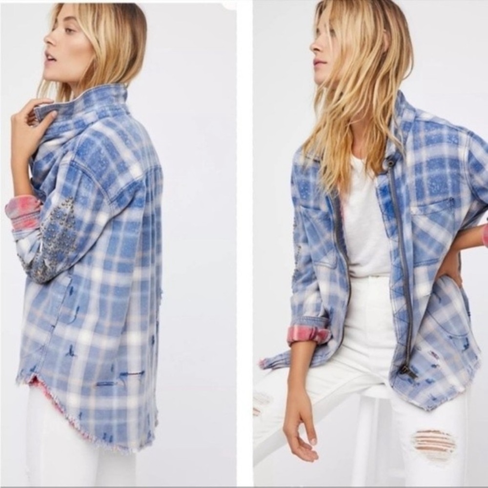 Free People Deconstructed Shirt Jacket XS NWOT